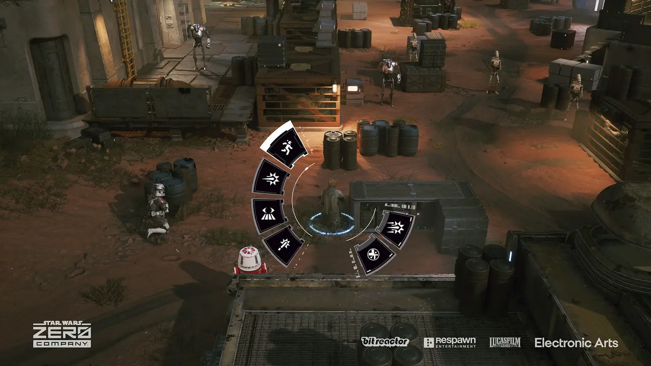 Zero Company squad faces droids in an turn-based combat screenshot