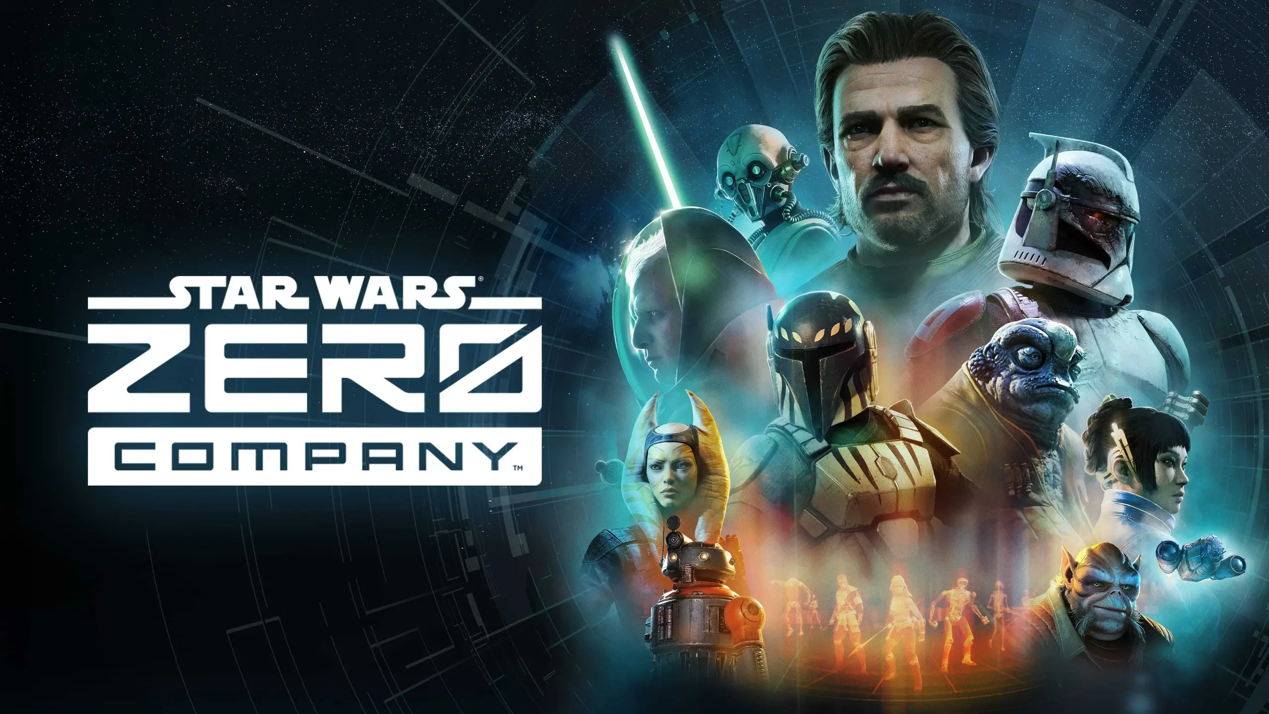Key art with the squad and Clone Wars backdrop